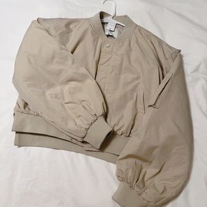 Cropped Bomber Jacket in Cream